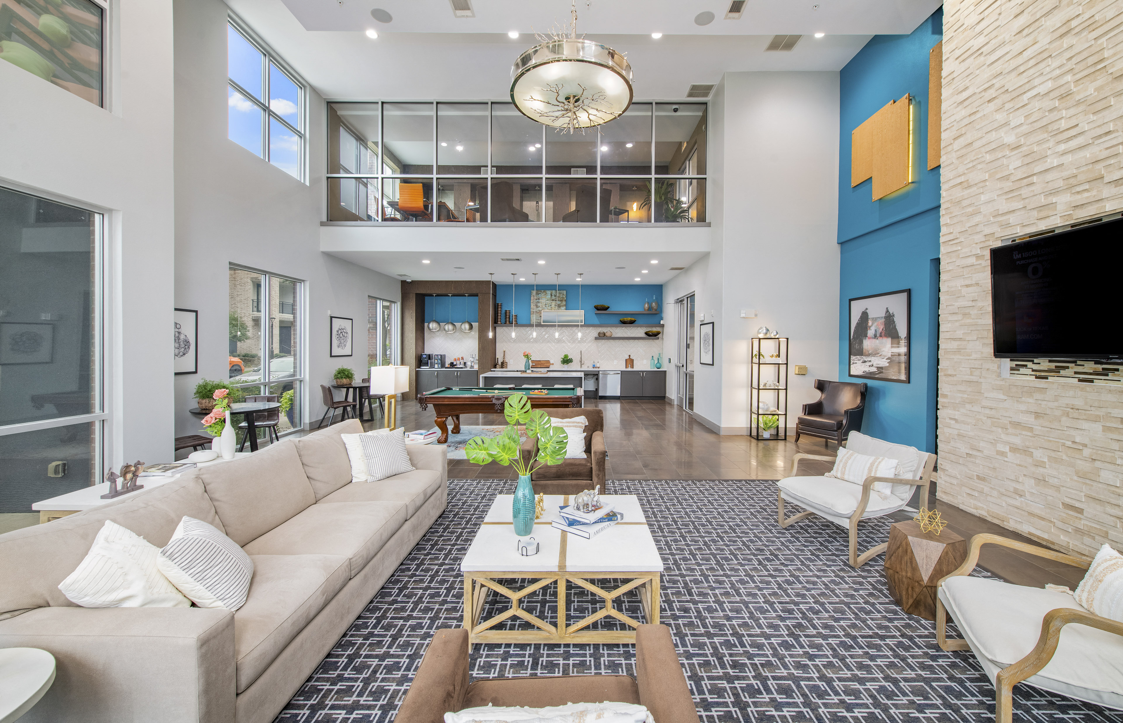 a living room with a couch and a coffee table